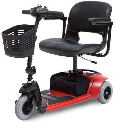 Pride Travel Pro 3 Wheel Scooter facing halfway to the left